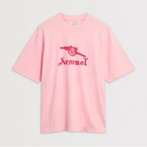 Arsenal Unisex London Football Club Stamp T Shirt in Pink New Soccer Women